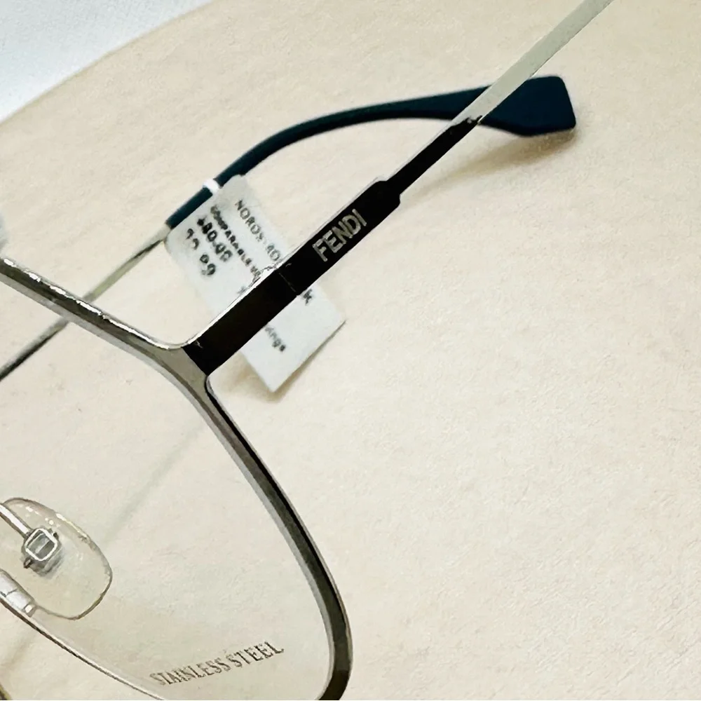 NEW! Unisex Fendi FF0329 Stainless Steel Rounded Geometric Eyeglasses